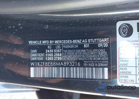 2021 Mercedes-Benz E 350 4Matic from USA, damaged, VIN W1KZF8EB8MA893216